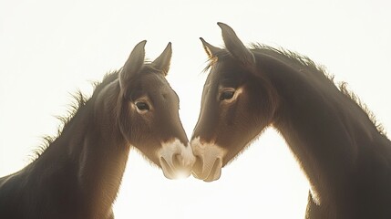 Canvas Print - a heartwarming image of young horses nuzzling each other, their strong yet gentle nature highlighted