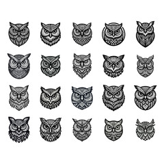 Naklejka na meble owl bird Engrave vector logo icon design illustration template
