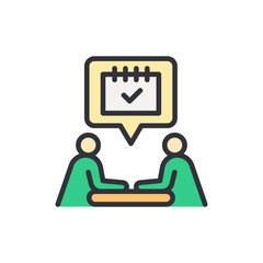 Poster - Appointment discussion colored icons, minimalist vector illustration ,simple transparent graphic element .Isolated on white background