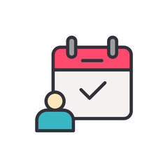 Poster - User appointment colored icons, minimalist vector illustration ,simple transparent graphic element .Isolated on white background