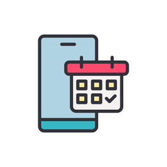 Poster - Appointment app colored icons, minimalist vector illustration ,simple transparent graphic element .Isolated on white background