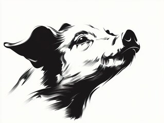 Wall Mural - a simple yet expressive vector pig, its tiny snout and perky ears making it perfect for playful and 