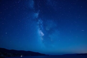 a serene blue night sky full of twinkling stars, starry, cosmic