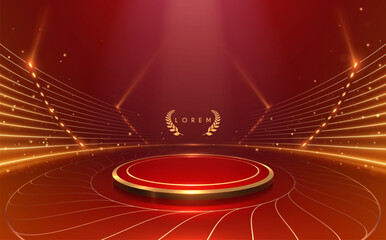 Wall Mural - red and gold stage with light effects