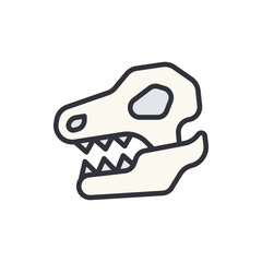 Poster - Dinosaur skull colored icons, minimalist vector illustration ,simple transparent graphic element .Isolated on white background
