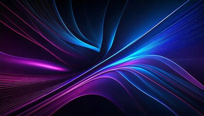 Leinwandbilder - A sleek, high-quality abstract wallpaper with a dark background, deep blacks, and soft neon