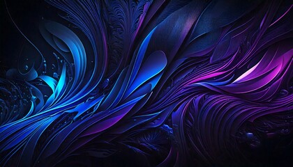 Leinwandbilder - A sleek, high-quality abstract wallpaper with a dark background, deep blacks, and soft neon