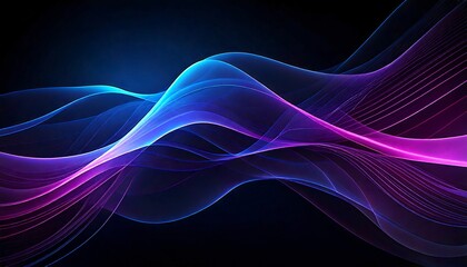 Leinwandbilder - A sleek, high-quality abstract wallpaper with a dark background, deep blacks, and soft neon
