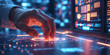 © tomertu - A man's hand touches a futuristic screen