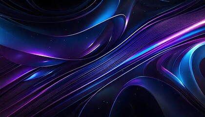 Leinwandbilder - A sleek, high-quality abstract wallpaper with a dark background, deep blacks, and soft neon