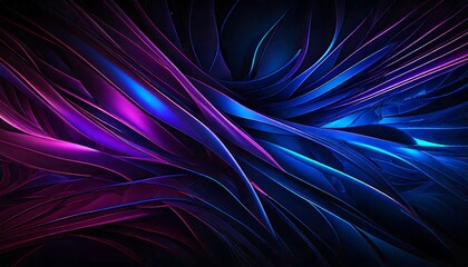 Leinwandbilder - A sleek, high-quality abstract wallpaper with a dark background, deep blacks, and soft neon