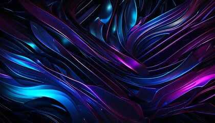 Leinwandbilder - A sleek, high-quality abstract wallpaper with a dark background, deep blacks, and soft neon