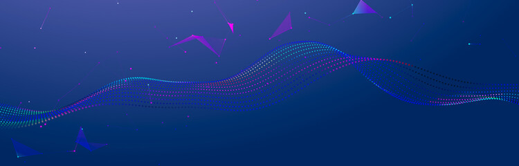 Leinwandbilder - Polygonal background with dots and lines. Network connection structure. Science and technology. 3d