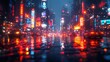 © atul _art - Cyberpunk Cityscape: Neon Rain