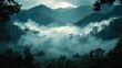 © atul _art - Misty Mountains, Tropical Forest Enveloped in Fog: A Serene Landscape