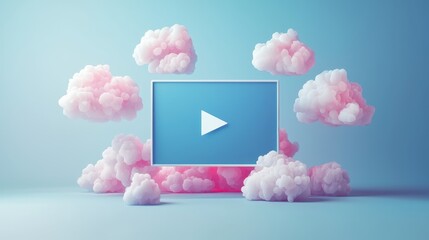 Poster - Creative cloud animation showcasing digital space and imagination in a cloudy aesthetic