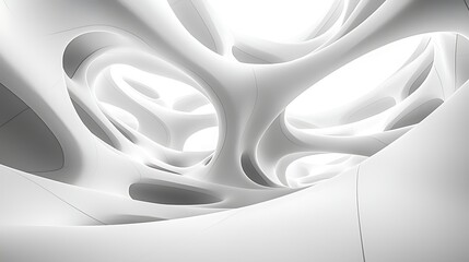 Poster - Abstract White Architectural Design Organic Curves Modern Interior