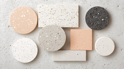 Poster - A collection of textured surfaces in various shapes and colors, showcasing a modern and minimalist design aesthetic