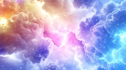 Poster - A vibrant and colorful abstract depiction of swirling clouds, featuring shades of pink, blue, and purple, evoking a dreamy, ethereal atmosphere