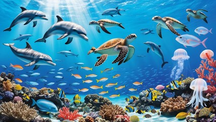 Naklejka na meble tropical fish in aquarium