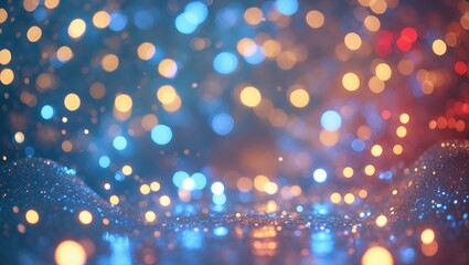 Aufkleber - abstract blurred of blue and silver sparkling light bulbs background