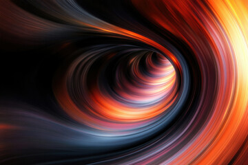 Poster - Abstract swirling vortex of vibrant orange, red, and dark colors creating a mesmerizing tunnel effect.