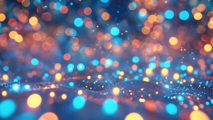 Aufkleber - Abstract blurred background of shining bulbs with blue and silver glittering lights.