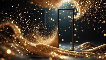 Aufkleber - Gold glitter pattern set against a black backdrop.