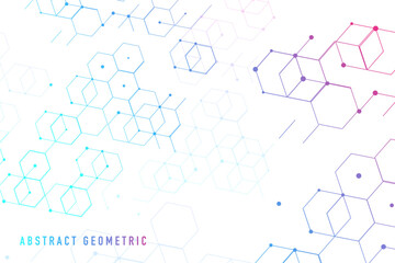 Poster - abstract hexagons geometric. futuristic molecules design. digital molecular structure. biotechnology