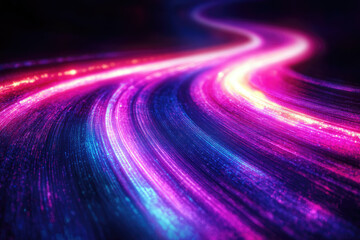 Aufkleber - Abstract swirling neon light trails, vibrant pink, purple, and blue hues creating a dynamic energy flow.