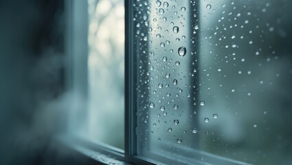 Poster - A misted bathroom glass window.