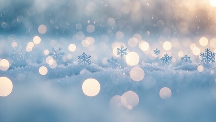 Poster - abstract bokeh snowflakes winter blurred backdrop
