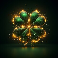 Wall Mural - Glowing Four Leaf Clover Design