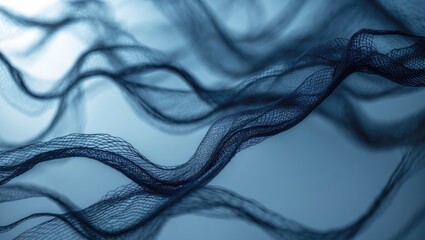 Closeup of abstract fishnet against a background. Blue hue.