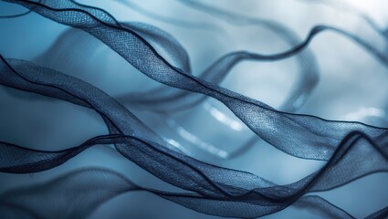 Closeup of abstract fishnet against a background. Blue hue.
