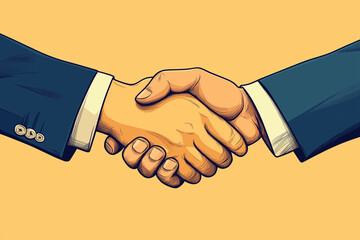 Poster - Two men shaking hands in a business meeting. Concept of professionalism and trust between the two individuals