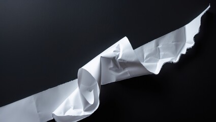 Poster - White piece of torn paper displayed on a black isolated background.