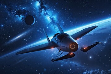 Wall Mural - seamless looped flight animation through cosmic space with stunning blue starlight and distant galax