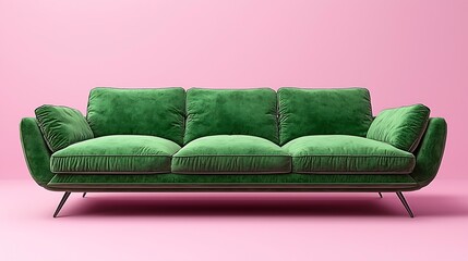Poster - Elegant Green Velvet Sofa Interior Design