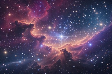 Wall Mural - vibrant nebula and sparkling stardust in a dreamy cosmic scene