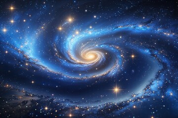 Wall Mural - stunning cosmic blue galaxy swirl with sparkling stars and ethereal light in deep space