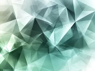 Poster - Abstract geometric background with overlapping translucent polygons in shades of green, creating a dynamic, modern, and futuristic low-poly composition with depth and light