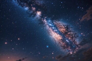 Wall Mural - cosmic night sky background featuring distant stars and deep galaxy texture