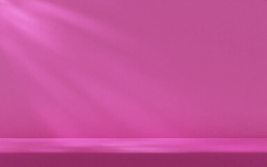 Wall Mural - pink studio room wall, illuminated by sunlight through foliage with tabletop. product presentation t
