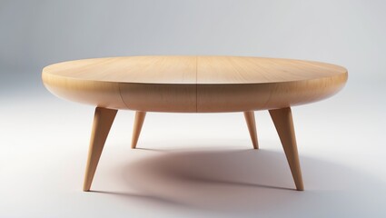 Poster - Beautiful round wood table on a white background with no items on it.