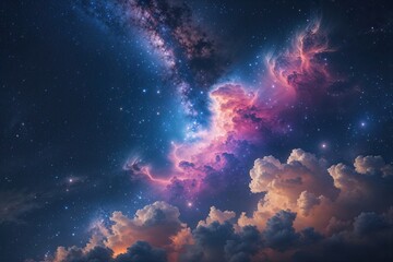 Wall Mural - stunning cosmic nebula clouds in a starry night sky