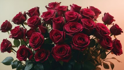 Poster - Bouquet of vibrant roses, illuminated background.