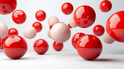 Poster - Glossy Red and Pink Spheres Abstract Background