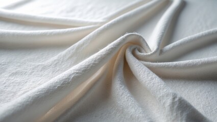 Poster - Felt white soft textured textile material close-up background, tablecloth. Blank white fabric backdrop.