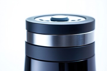 Fototapete - Sleek Cylindrical Design Metal Accent Captures Smooth Surface with White Background Studio Shot